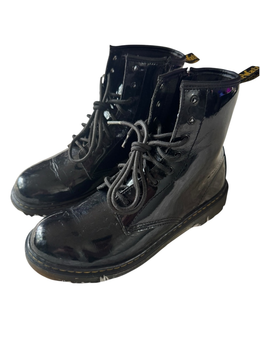 Dr. Martens 1460 Black Patent Leather 8 Hole Lace-Up Unisex Boots Shoes Size 6-7